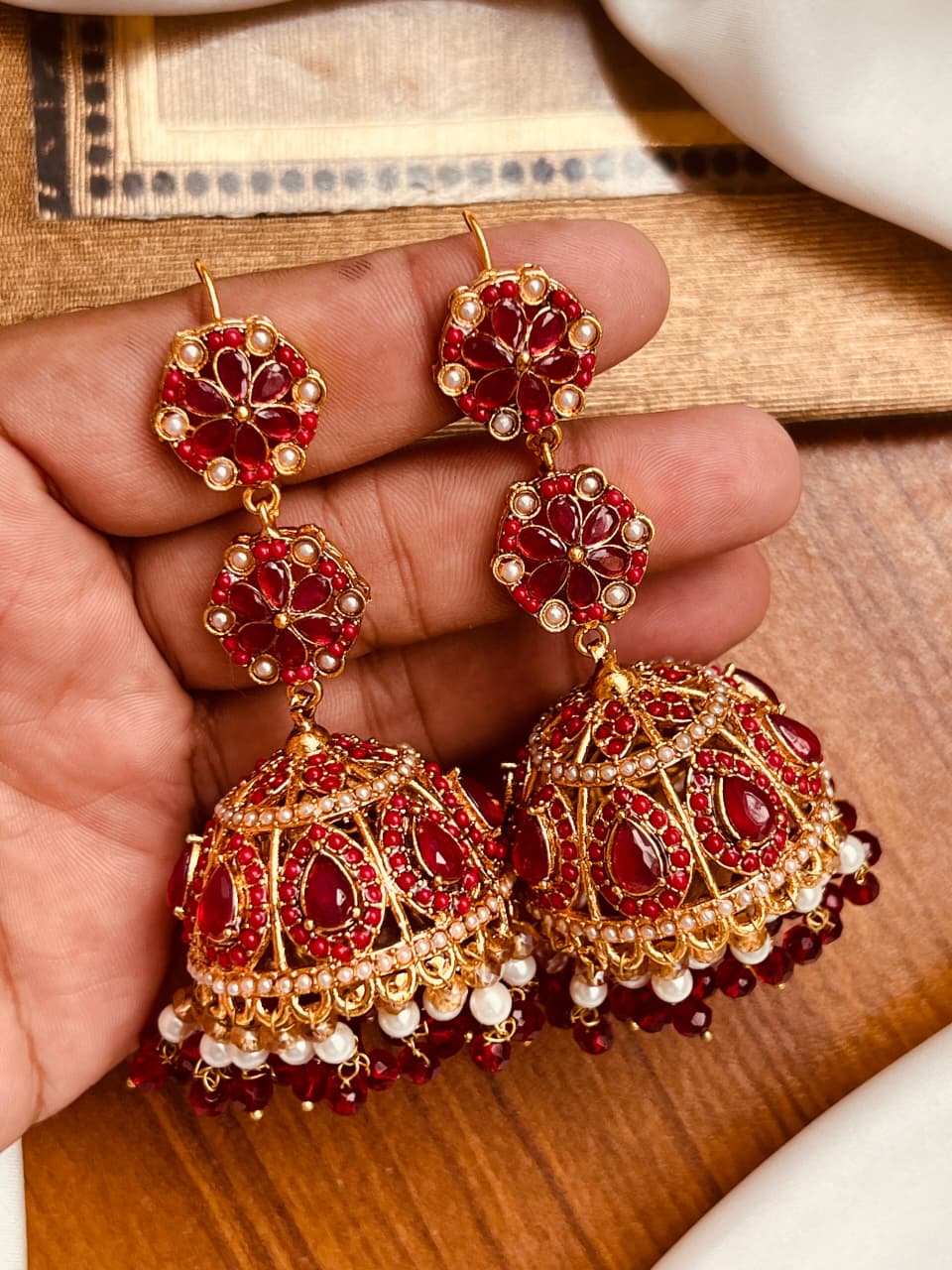 BEAUTIFUL ELEGANT NORTAN BRIDAL JHUMKI PAIRS – FINE QUALITY, MULTIPLE COLORS