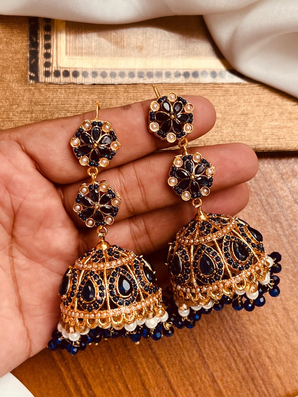 BEAUTIFUL ELEGANT NORTAN BRIDAL JHUMKI PAIRS – FINE QUALITY, MULTIPLE COLORS