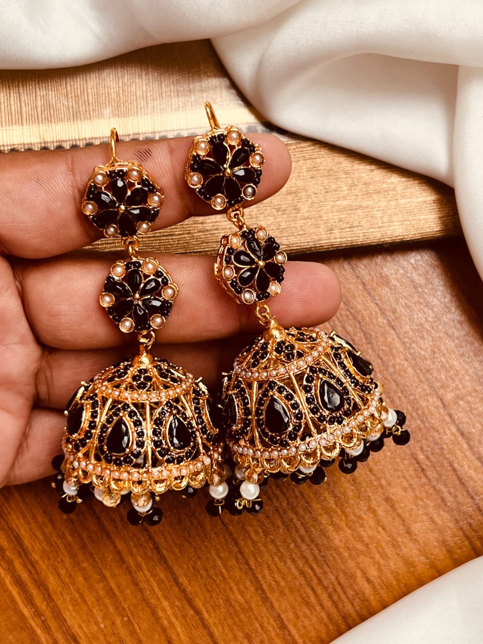 BEAUTIFUL ELEGANT NORTAN BRIDAL JHUMKI PAIRS – FINE QUALITY, MULTIPLE COLORS