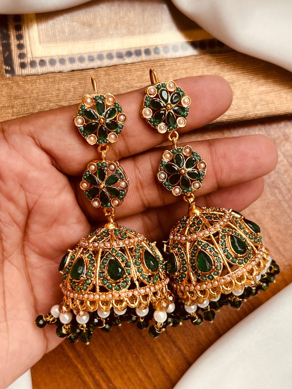 BEAUTIFUL ELEGANT NORTAN BRIDAL JHUMKI PAIRS – FINE QUALITY, MULTIPLE COLORS