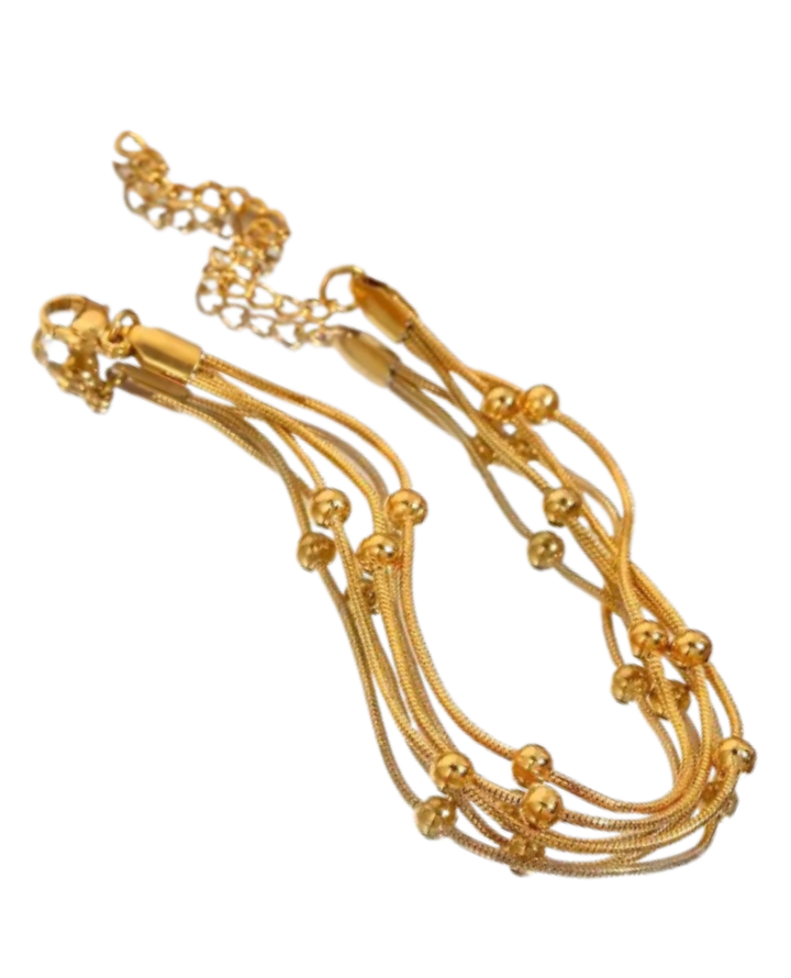 TRIPLE BALL BRACELET STAINLESS STEEL GOLDEN COLOR