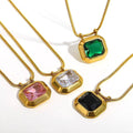 Stainless Steel Multi-Stone Necklace – Elegant Color Collection