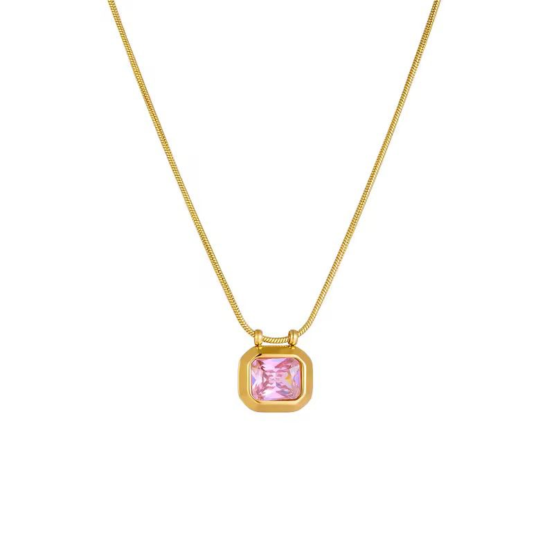 Stainless Steel Multi-Stone Necklace – Elegant Color Collection