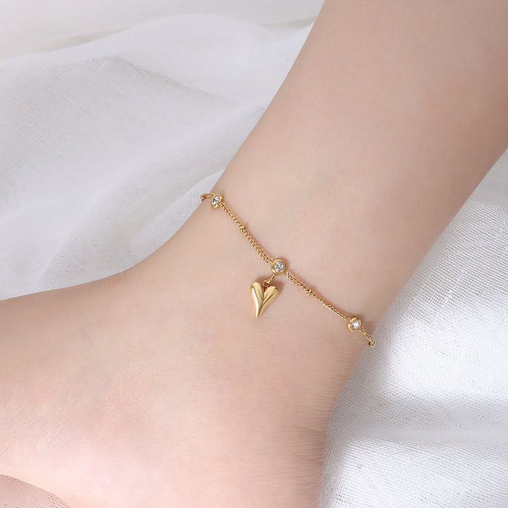 Minimal Heart Charm Anklet – A1 Quality Stainless Steel