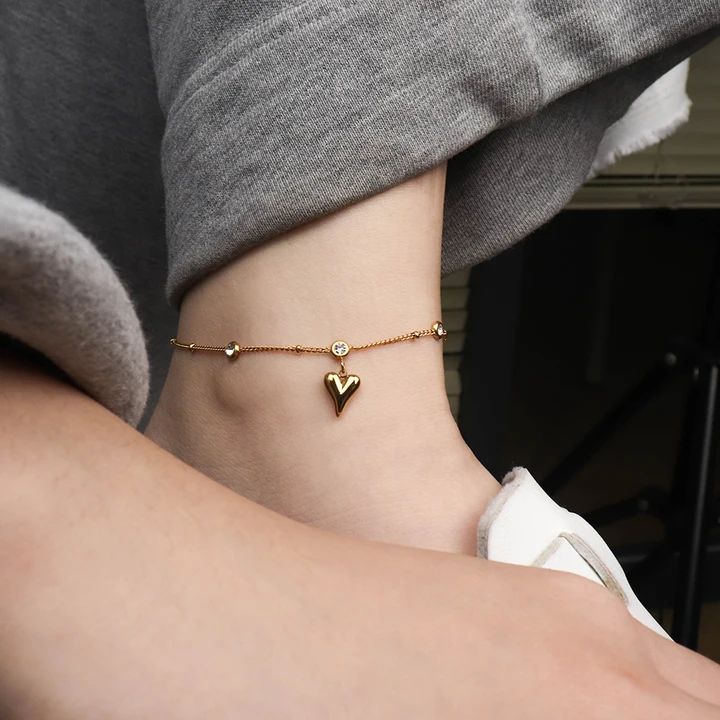 Minimal Heart Charm Anklet – A1 Quality Stainless Steel
