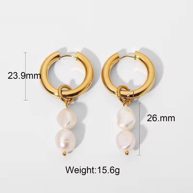 Lustrous Pearl Charm – Waterproof Stainless Steel Earrings