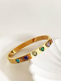 Minimalist 1-Stone Stainless Steel Cuff Bracelet