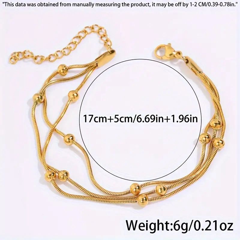 Triple Layer Ball Bracelet – Modern Shine in Stainless Steel