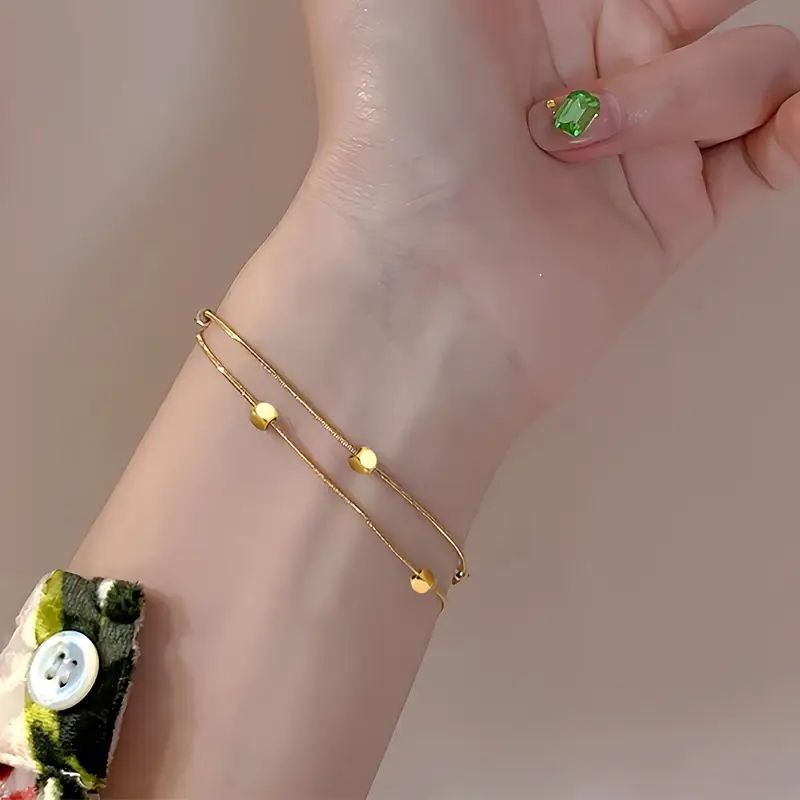 Elegant Two-Layer Stainless Steel Bracelet