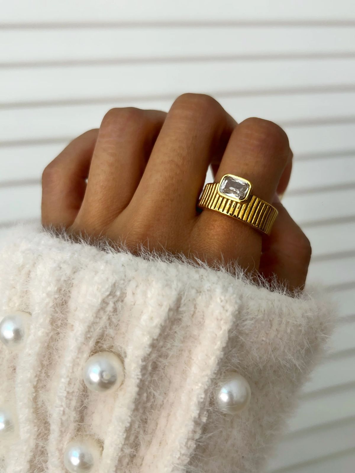 Stainless Steel CZ Square Zarkoon Ring | High Quality | Size 16–19