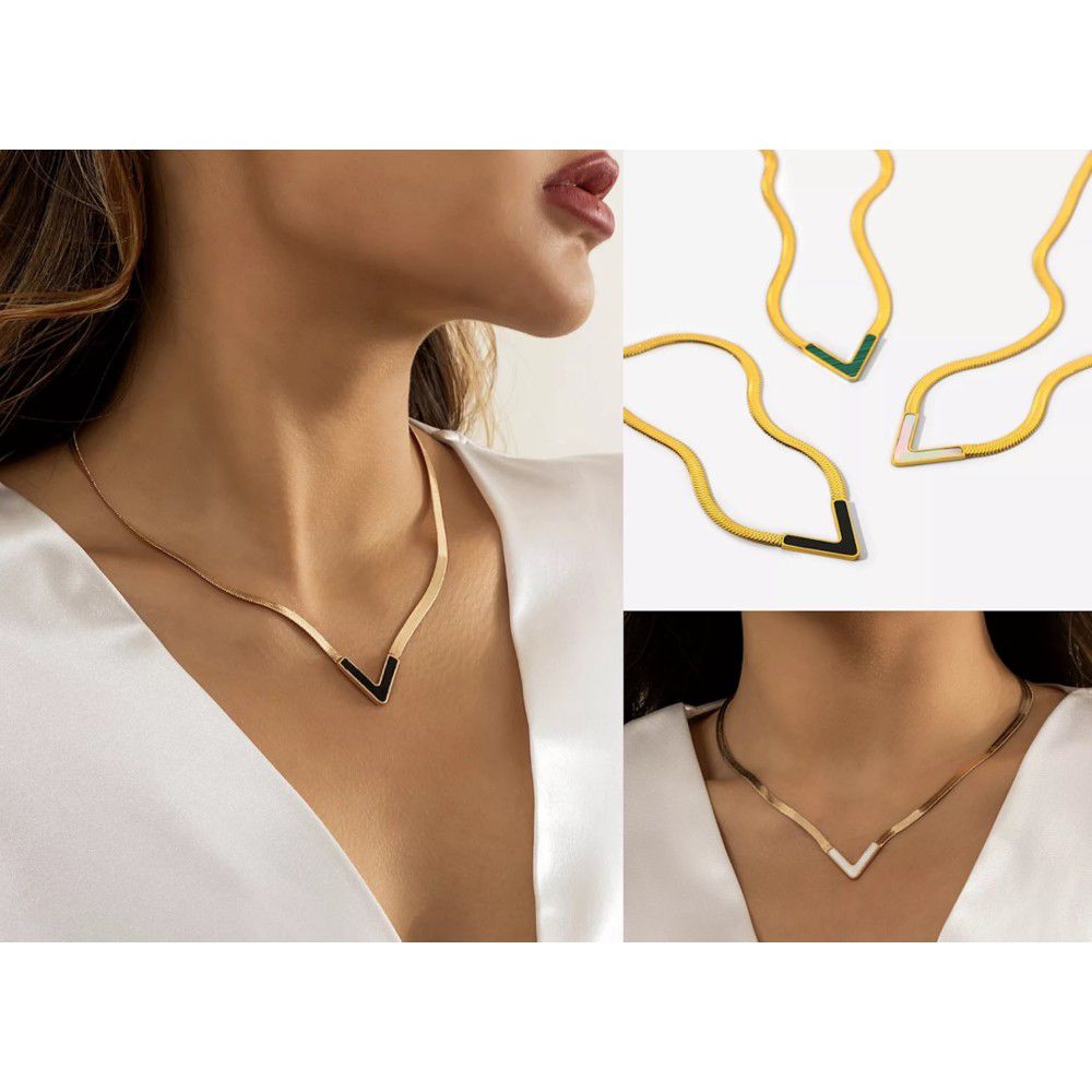 Stylish Snake V Necklace – Stainless Steel Minimal Charm