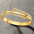 Luxury Nail Stone Bangle – Premium Stainless Steel Elegance