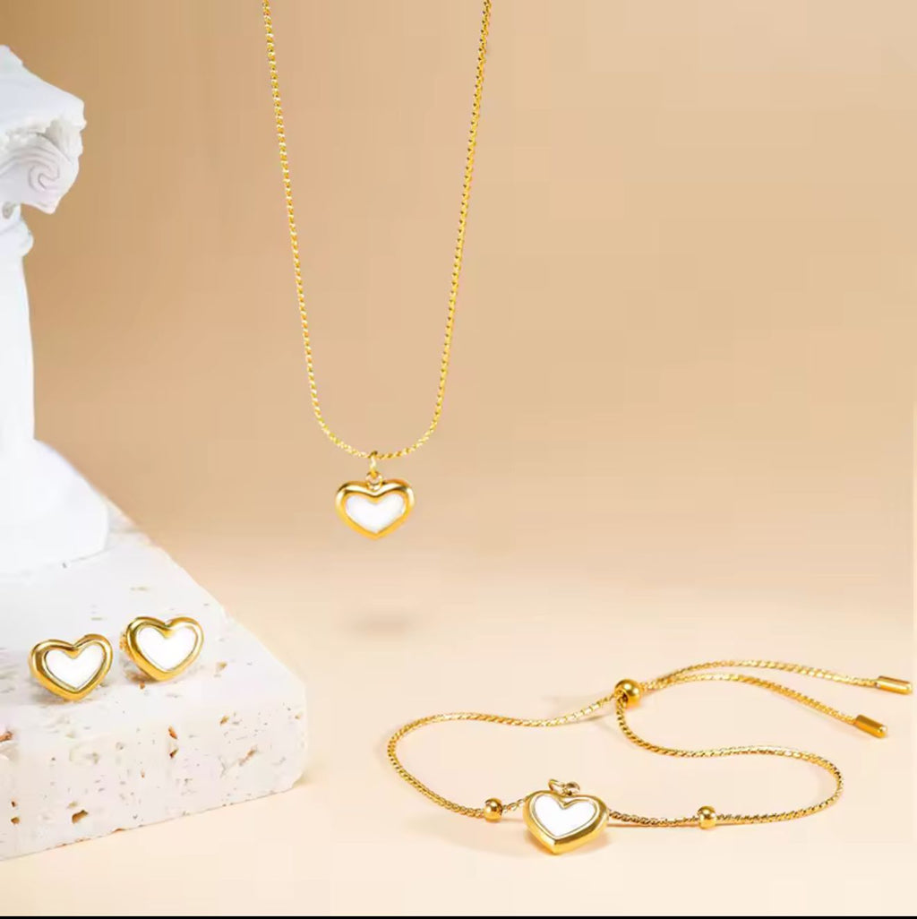 Trendy Heart Combo Set – Stainless Steel Elegance
