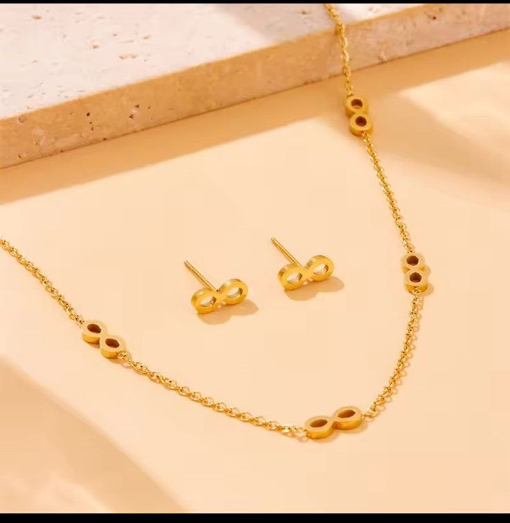 Infinity Stainless Steel Necklace & Earring Set – Symbol of Endless Elegance