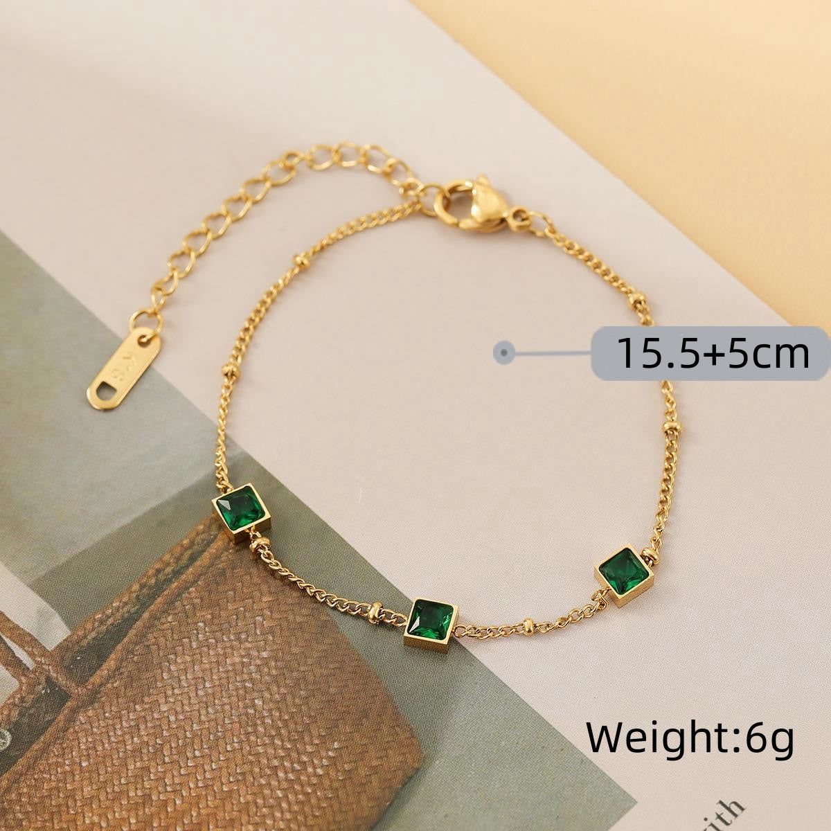 Luxury Emerald Zarkoon Bracelet – Stainless Steel Elegance