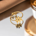 Stainless Steel Flower Adjustable Ring – High Quality, Waterproof & Tarnish-Free