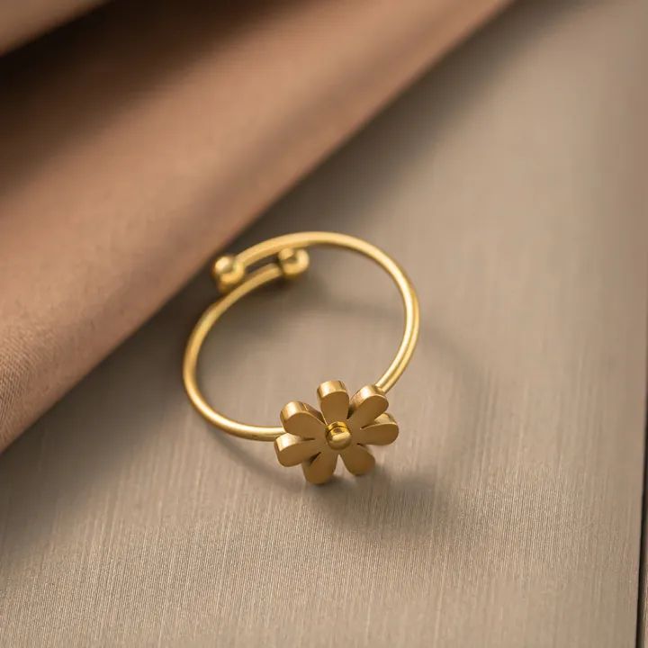 Stainless Steel Flower Adjustable Ring – High Quality, Waterproof & Tarnish-Free