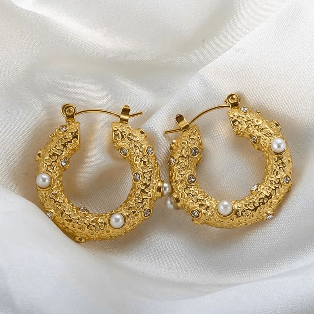 Stainless Steel Retro Pearl Earrings – High Quality, Waterproof & Tarnish-Free