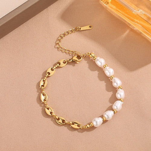 Elegant Stainless Steel Pearl Bracelet – Waterproof, Tarnish-Free & Premium Quality