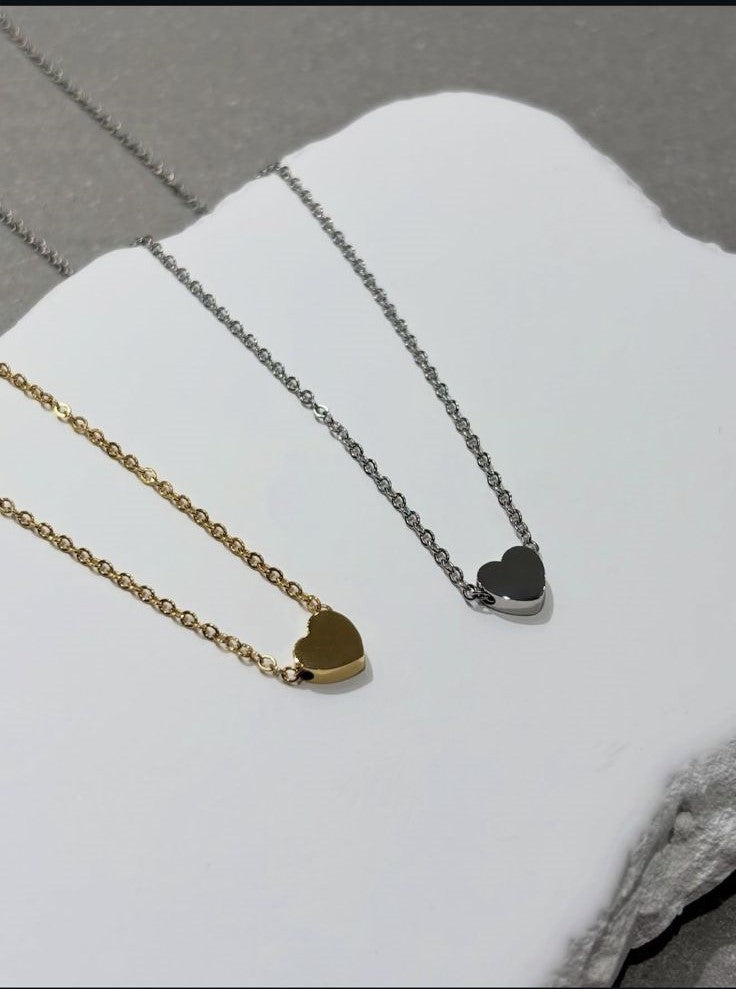 Stainless Steel Tiny Heart Necklace – Dual Color | High Quality, Waterproof & Tarnish-Free