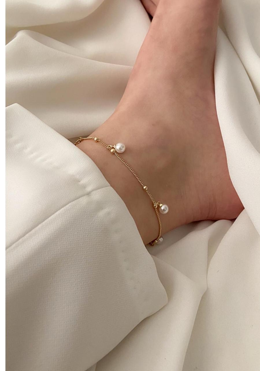 Restock Alert – Stainless Steel Pearl Anklet | A1 Quality | Waterproof & Tarnish-Free
