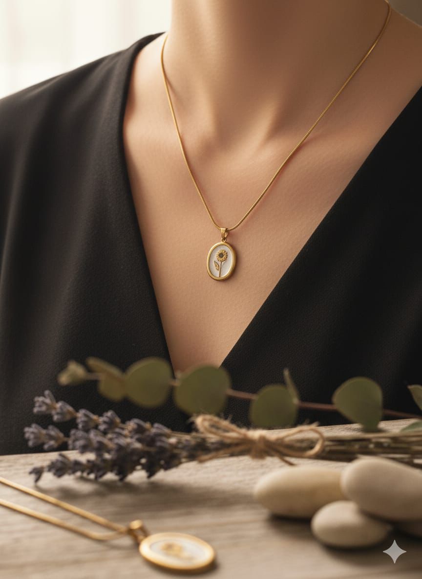 Stainless Steel Flower Necklace – Delicate Floral Charm |