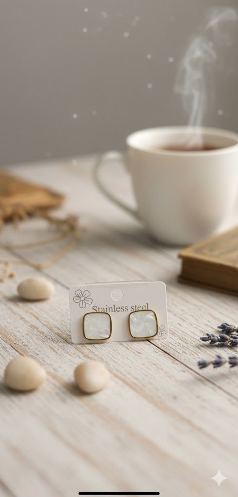 Stainless Steel White Stone Studs – High Quality | Elegant Daily Wear |