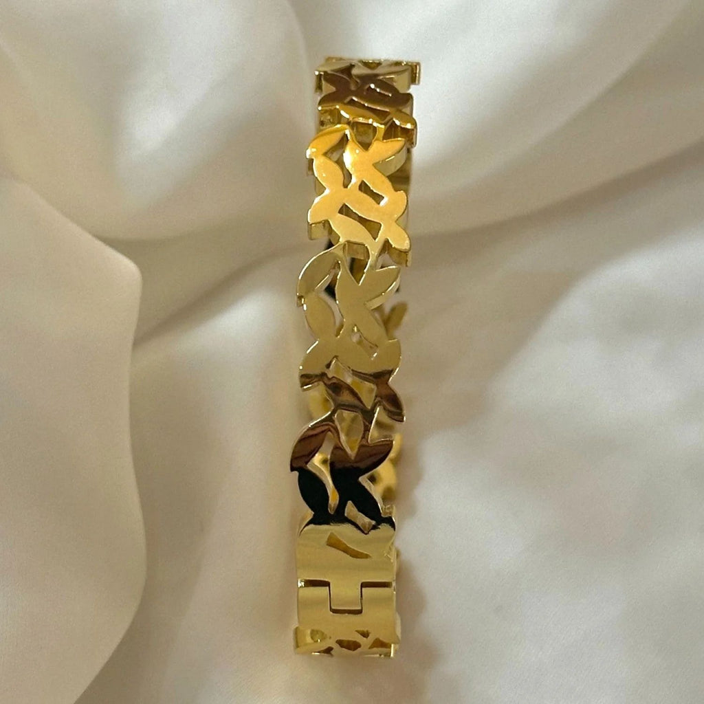 Stainless Steel Leaf Bangle – Elegant Minimalist Design | Premium Quality