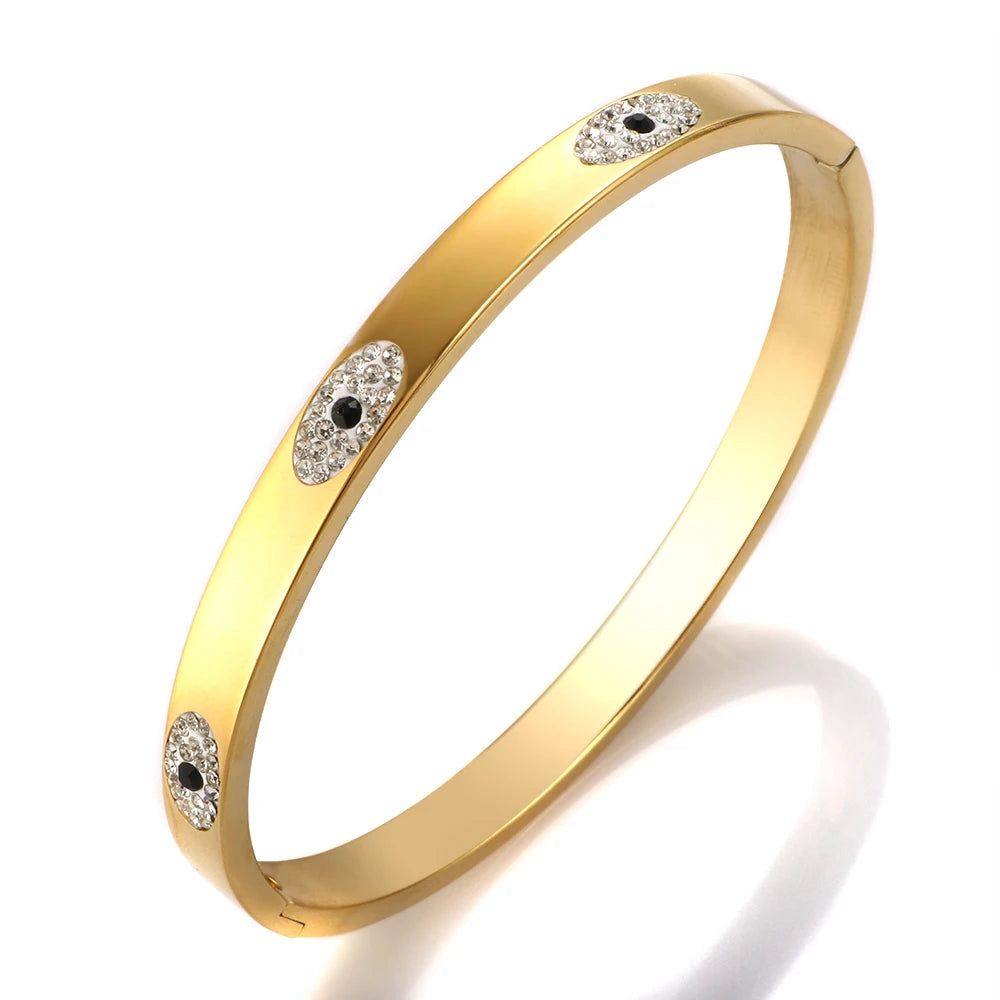 Stainless Steel Evil Eye Handcuff – Premium Protection & Style | Trendy Wrist Accessory