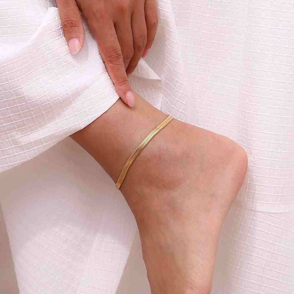 Stainless Steel Snake Chain Anklet – High Quality