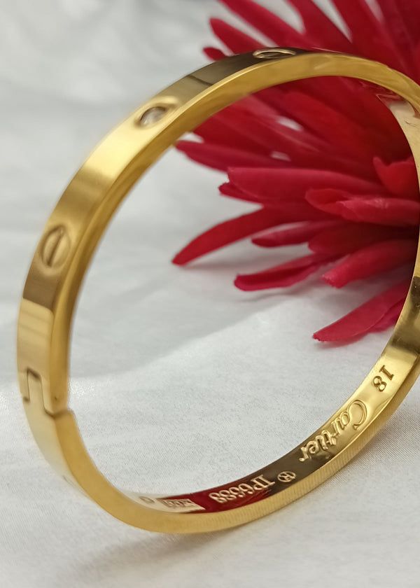 Stainless Steel Cartier-Style Embossed Handcuff Bracelet – A1 Quality