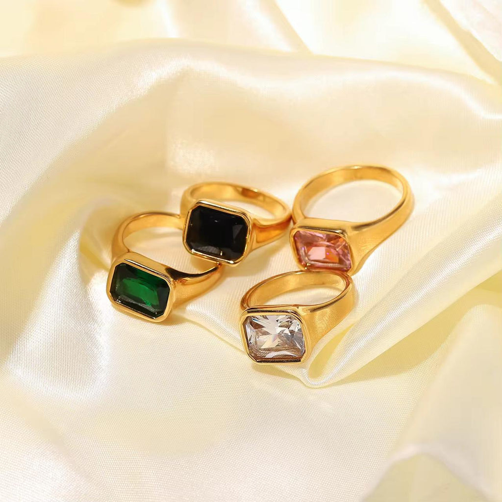 New Style Stainless Steel Ring – High Quality, Waterproof & Tarnish Free | Available in Black, White, Green & Pink