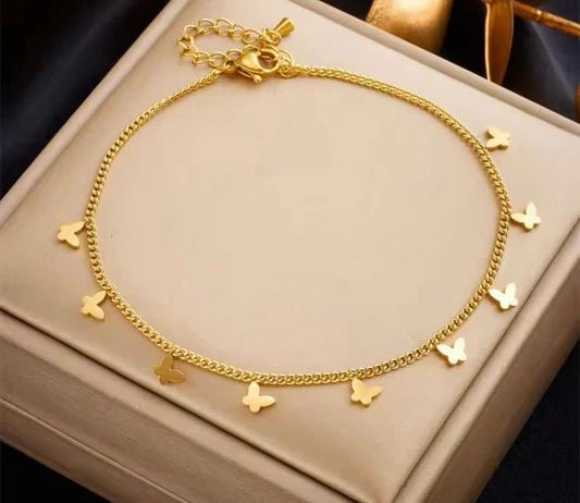 Stainless Steel Butterfly Jewelry Set – High Quality 3 Pcs Combo (Necklace, Bracelet & Anklet)