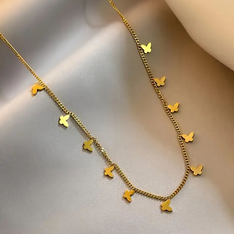 Stainless Steel Butterfly Jewelry Set – High Quality 3 Pcs Combo (Necklace, Bracelet & Anklet)