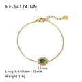 Stainless Steel Gold & Emerald Halo Bracelet – High Quality