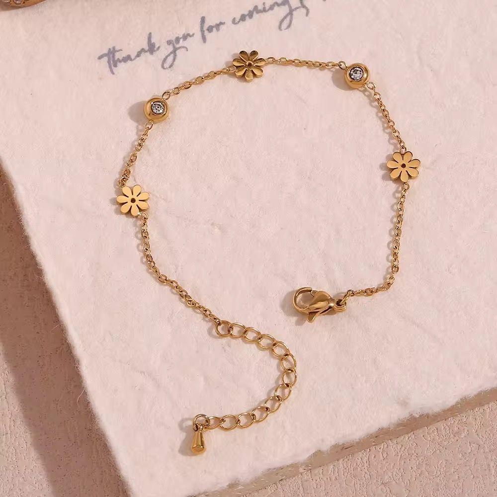 Stainless Steel Flower Bracelet 🌺 | High Quality | Waterproof & Tarnish-Free