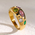 316L Stainless Steel Multistone Colourful Ring 💍 | High Quality | Sizes 16–19 Available