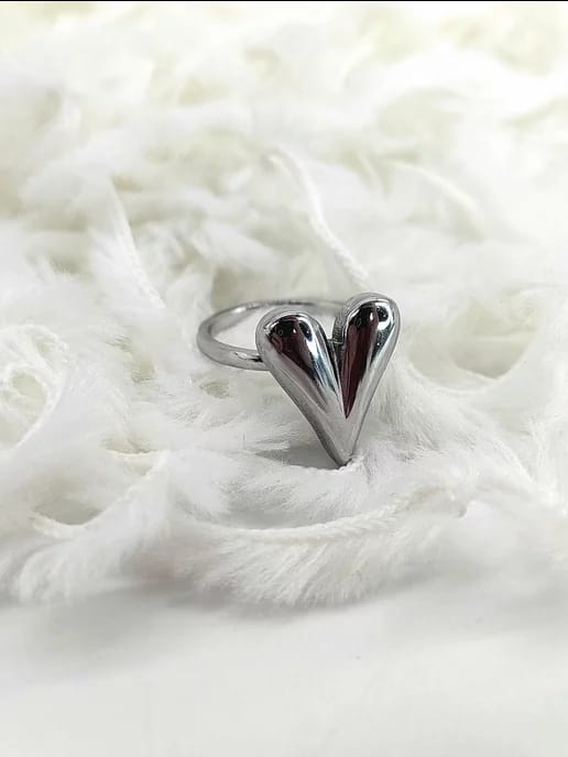 Stainless Steel Heart Ring 💍 | Adjustable & Free Size | Waterproof & Tarnish-Free | Gold & Silver