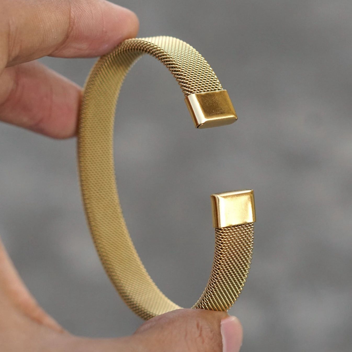 Luxury Mesh Handcuff Bracelet – 316L Stainless Steel |
