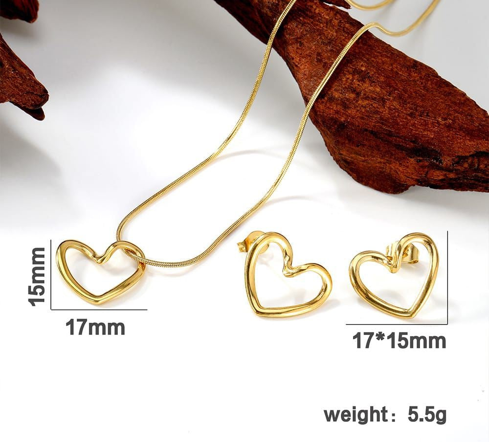 Trendy Hollow Heart Combo Set – Stainless Steel Beauty